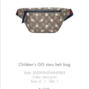 NWT Gucci Children’s Star Belt Bag